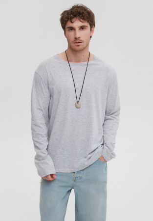 Men's grey melange basic jersey longsleeve Men's grey melange basic jersey longsleeve